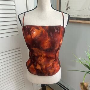 GKG Corset 46 US Large Orange Black Glitter Strappy Forest Fairy Grunge Girl